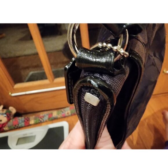 Black Coach Canvas Crossbody Purse with Adjustable Strap - Picture 8 of 10